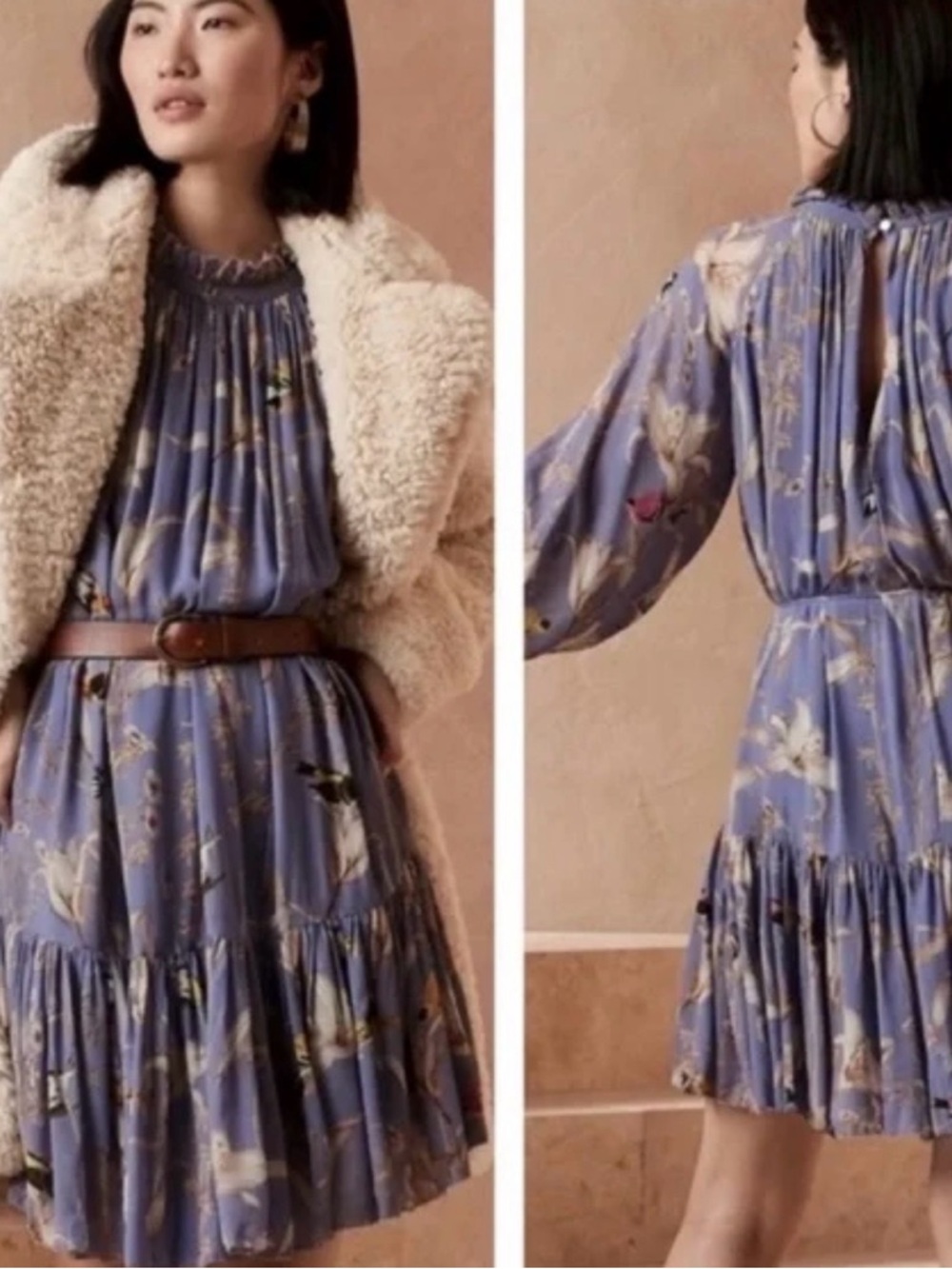 BANANA REPUBLIC Lavender Floral Tiered Mini Dress NWT